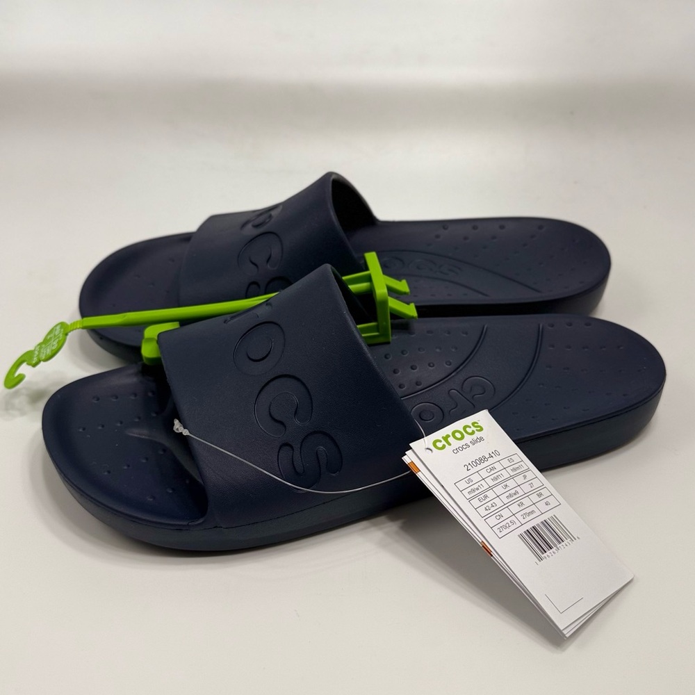 Crocs Blue Slides Men 9 Women 11 Classic New